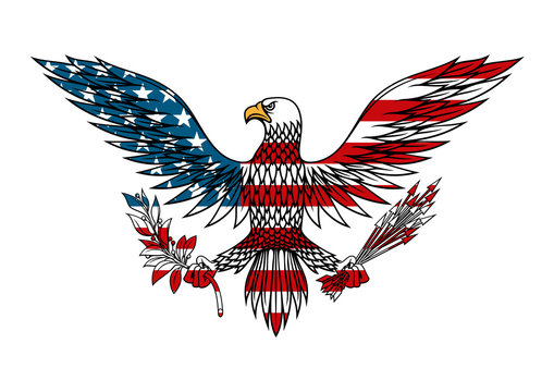 American eagle colored in USA flag colors