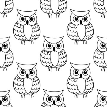 Seamless background pattern of a cute owl