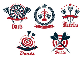 Dart game tournament icons and symbols