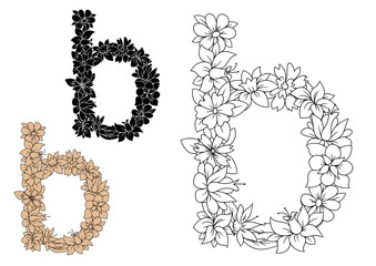 Lower case Letter B with floral elements