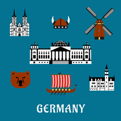 Germany travel and tourism flat icons