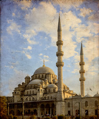 Fototapeta na wymiar New Mosque (Yeni Cami) , grunge.
