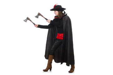 Woman pirate isolated on white