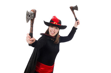 Woman pirate isolated on white