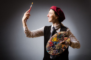 Fototapeta premium Woman artist in art concept