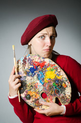 Fototapeta premium Funny artist working in the studio