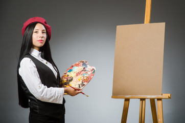 Fototapeta premium Funny artist working in the studio