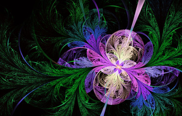 Multicolored symmetrical fractal pattern as flower