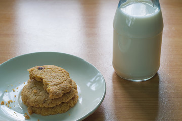 Cookies and milk background