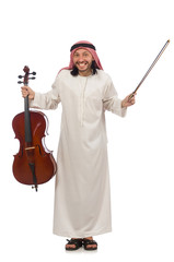 Arab man playing musical instrument