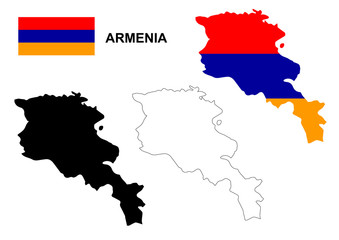 Fototapeta premium Armenia map vector, Armenia flag vector, isolated Armenia