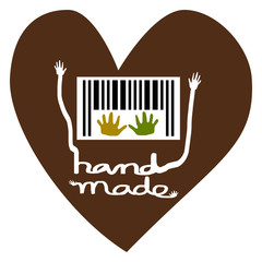 Handmade symbol, Handmade label heart shape vector
