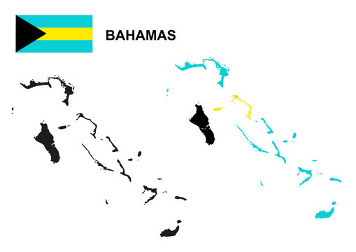 Bahamas map vector, Bahamas flag vector, isolated Bahamas