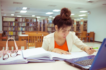 study education, woman worked in the library