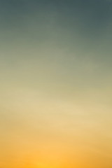colorful clear sky background, blue and orange sunset sky