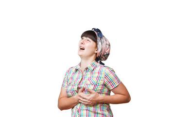 Attack heart pain of the woman isolated