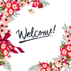 Vector illustration of Floral Welcome board