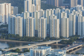 Naklejka premium Residential buildings in Hong Kong