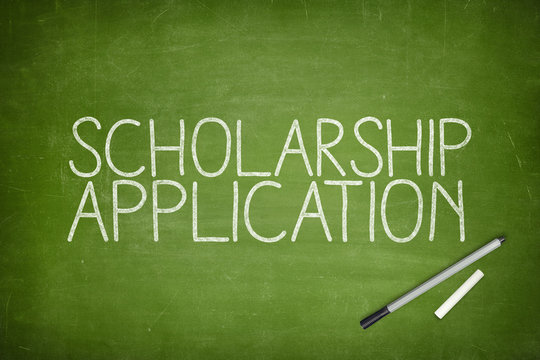 Scholarship application concept on blackboard