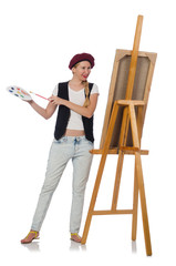 Woman artist isolated on the white