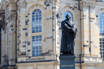 Martin Luther monument on Neumarkt in front of Frauenkirche, Dresden
