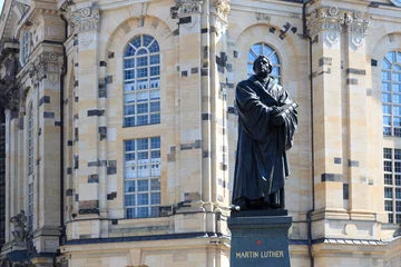 Printed kitchen splashbacks Monument Martin Luther monument on Neumarkt in front of Frauenkirche, Dresden