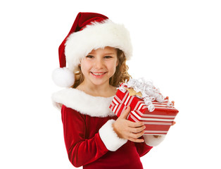 Christmas: Cute Christmas Girl With Present