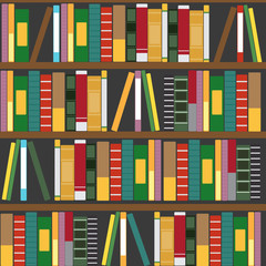 vector wooden bookshelf with books