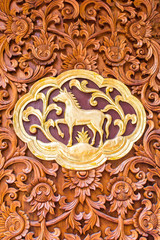 horse wood Carving Wall sculptures in thai temple