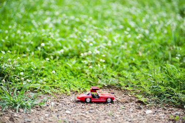 Sport car model in nature place .