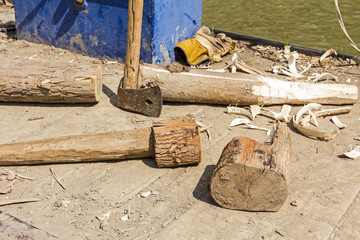 Carpentry skill with ax as main tool.