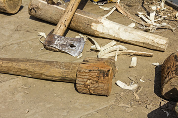 Carpentry skill with ax as main tool.
