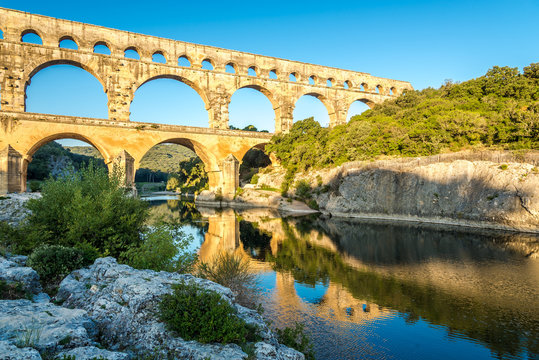 Bridge Pont du Gard over Gardon river