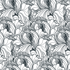 Fototapeta premium Seamless floral doodle background pattern in vector 