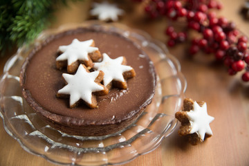 Schokoladen Tartelette mit Zimtsternen