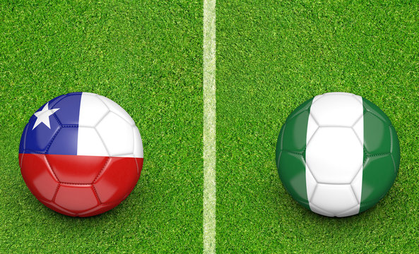 Team balls for Chile vs Nigeria soccer tournament match