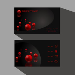 eps10 Vector black business cards with red 3d bubble