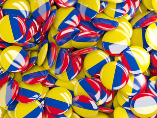 Background with round pins with flag of colombia