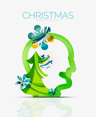 Christmas head concept. Modern holiday user design with