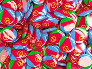Obraz premium Background with round pins with flag of eritrea