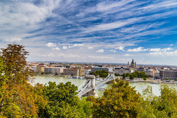 Fototapeta na wymiar Chain Bridge on the Danube River in Budapest