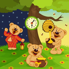 Obraz na płótnie Canvas teddy bear's daily routine - vector illustration, eps