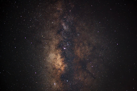 Milky Way galaxy, Long exposure photograph, with grain. © sripfoto