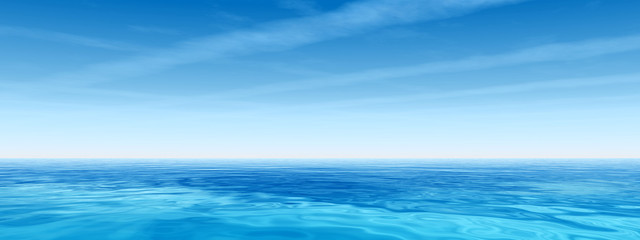 Fototapeta na wymiar Blue sea or ocean water with sky banner