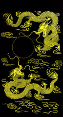 Obraz premium Dragon gold on black background