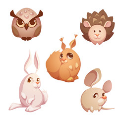 Vector set of small forest cute animals