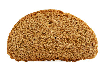 Slice of fresh rye bread isolated on white background