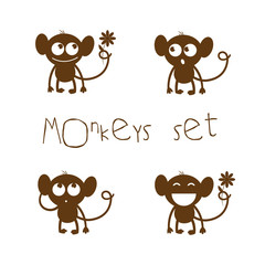 Cartoon monkeys set. Vector image.