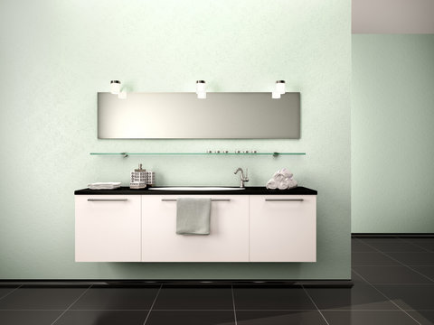 3d illustration of washbasin in a modern interior bathroom style
