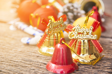 Christmas decoration on wooden background